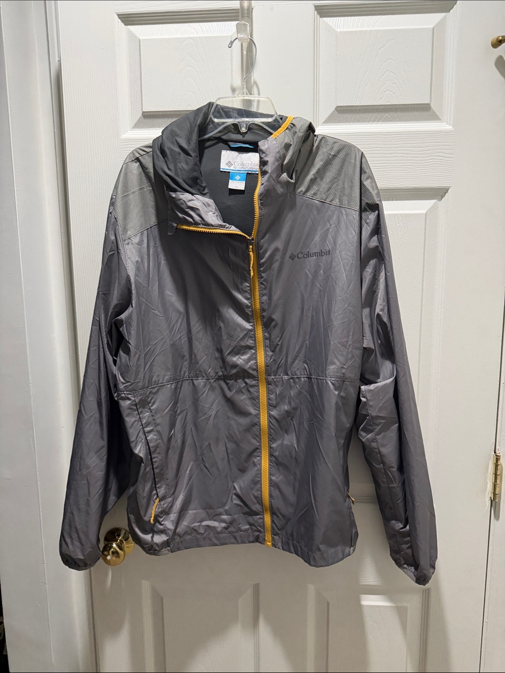 Columbia Gray Jacket with Yellow Zipper